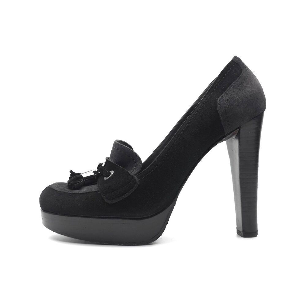 STUART WEITZMAN Suede Tassel Pumps Platform Heel 70s Boho Western Dark Academia